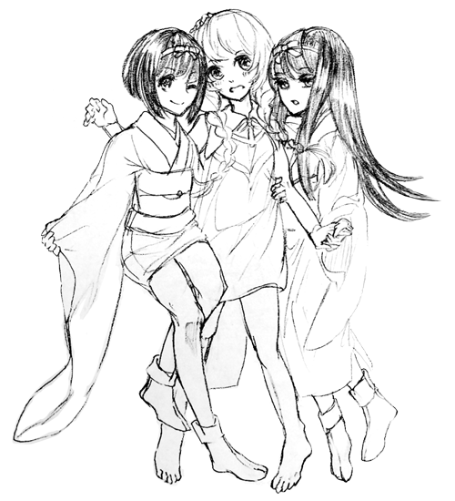 助動詞擬人化「つ」「ぬ」_むとはしゃぐつぬ